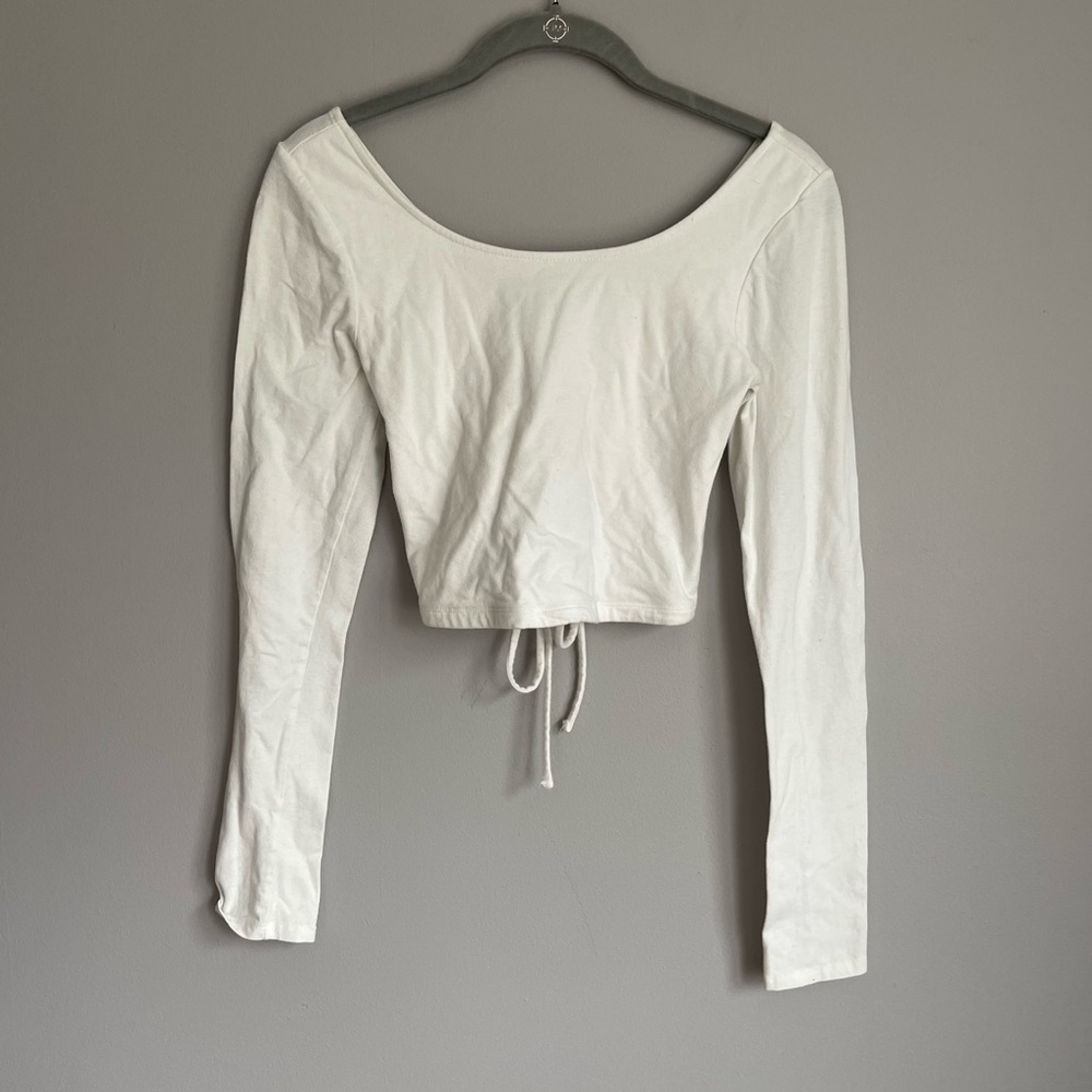 Aeropostale White Lace Up Top